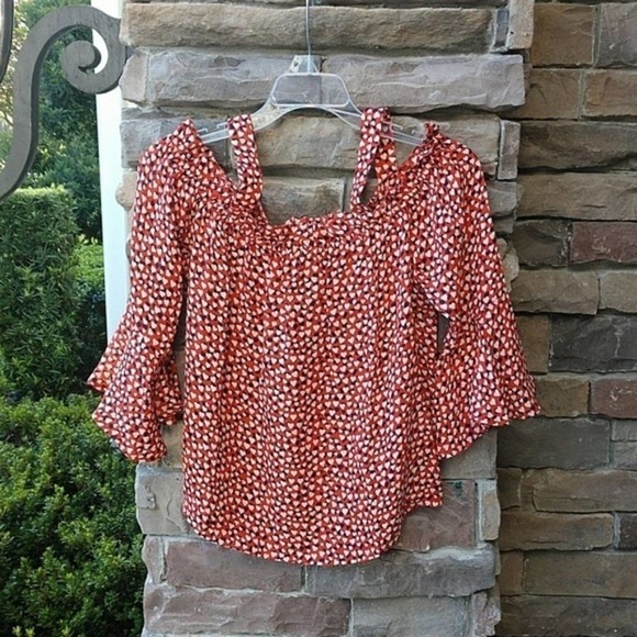 J Crew Silk Cold-Shoulder Top Heart Print Nwt - Picture 3 of 8